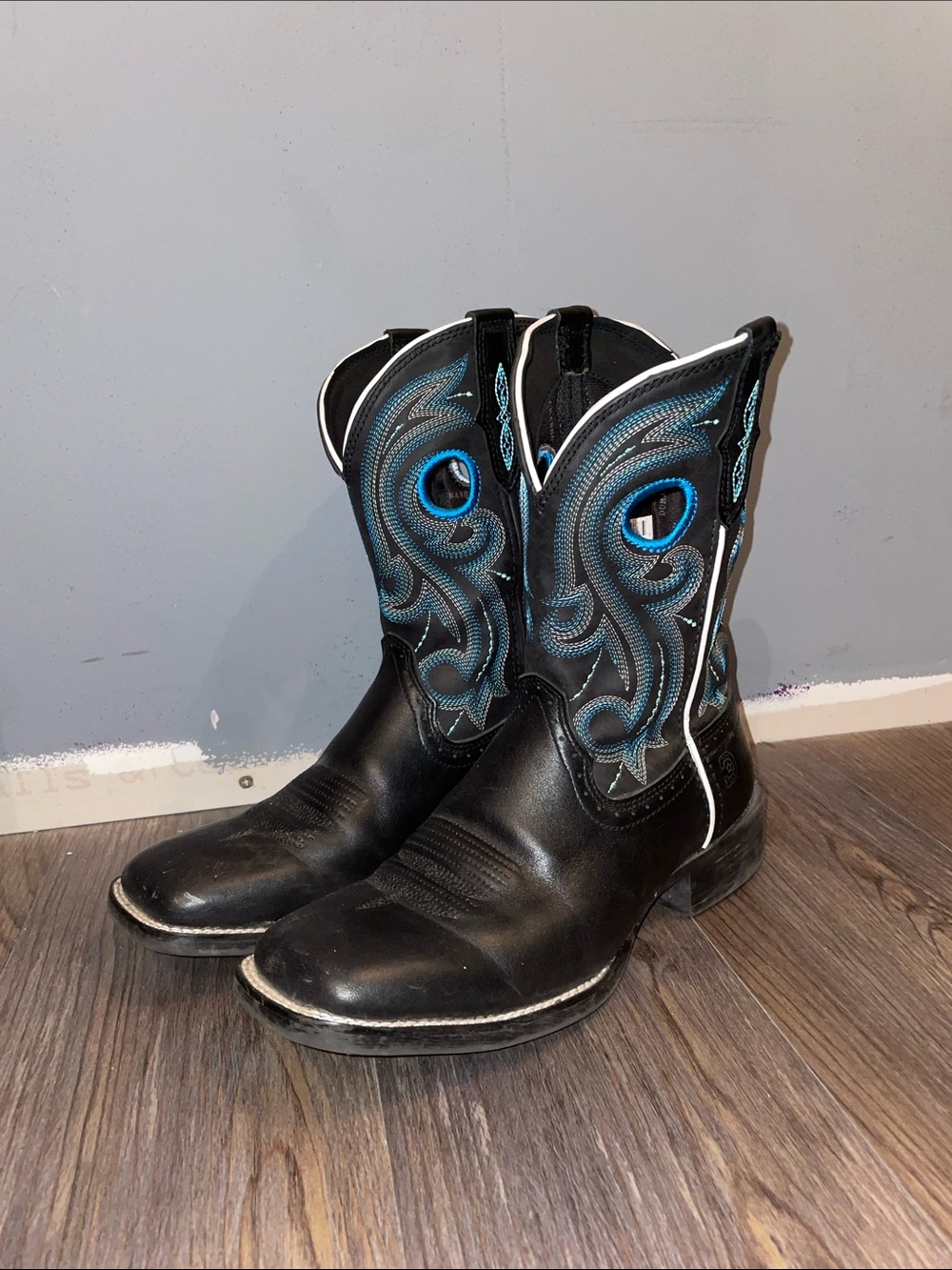 Durango Black Cowboy Boots with Turquoise Stitching